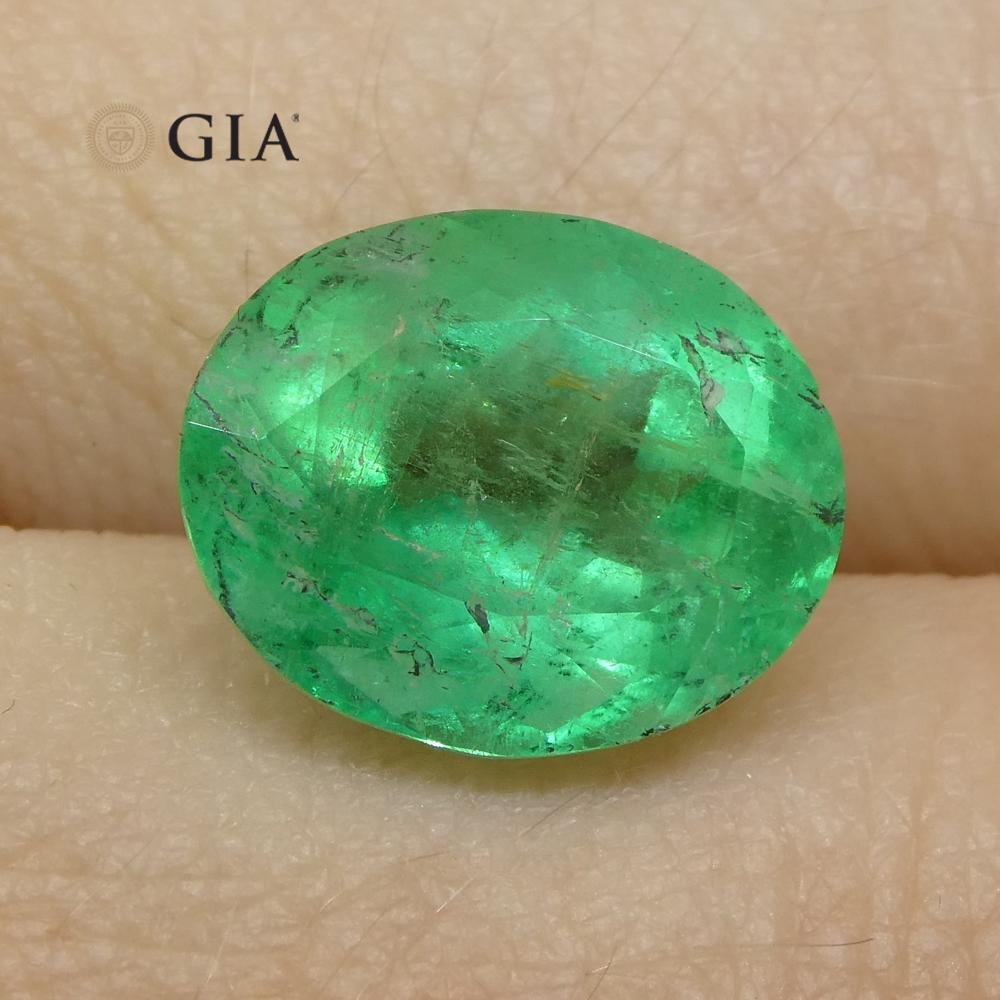 Brilliant Cut 4.78ct Oval Green Emerald GIA Certified Colombia For Sale