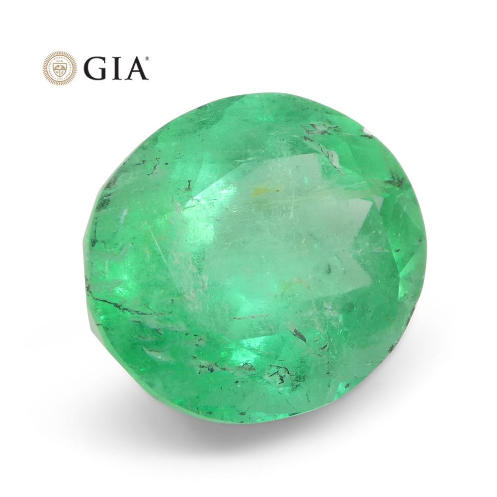 Women's or Men's 4.78ct Oval Green Emerald GIA Certified Colombia For Sale