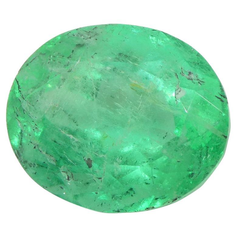Émeraude verte ovale de 4,78 carats certifiée GIA de Colombie