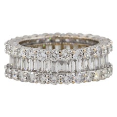 4.79 Carat Diamond Three Row Eternity Band 18 Karat in Stock