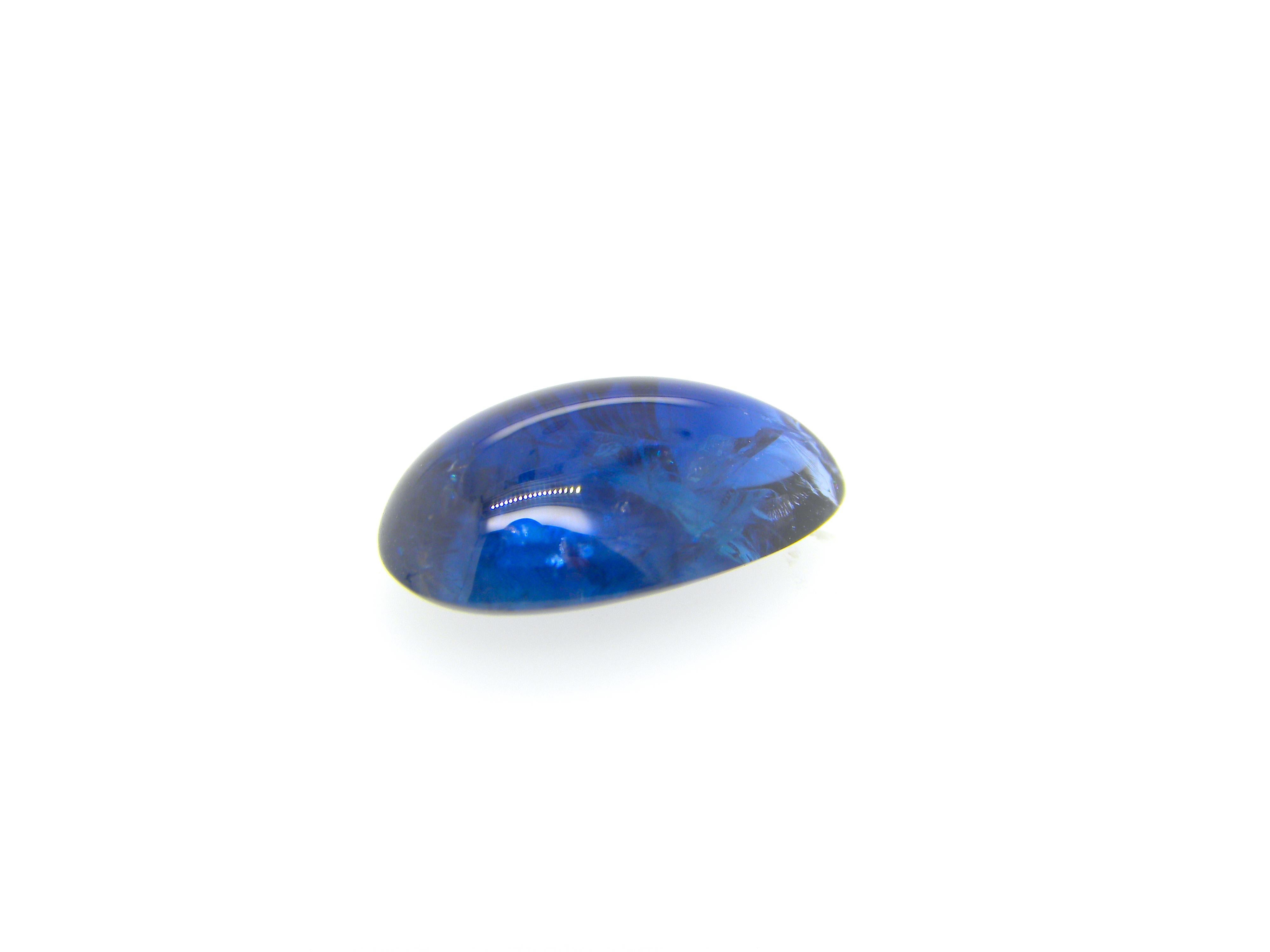 4.79 Carat Pear-Shaped Burma No Heat Royal Blue Sapphire Cabochon In New Condition In Hong Kong, HK