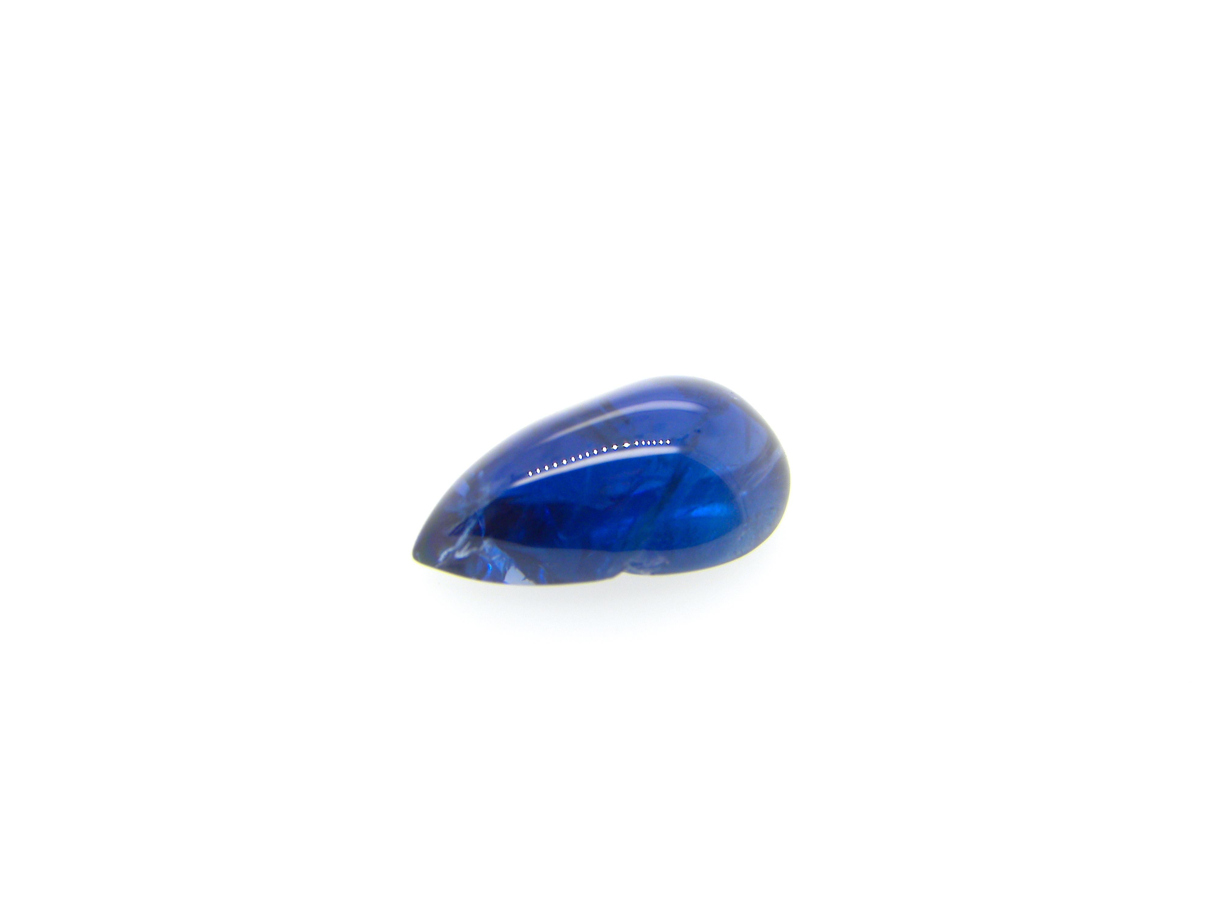 4.79 Carat Pear-Shaped Burma No Heat Royal Blue Sapphire Cabochon 2