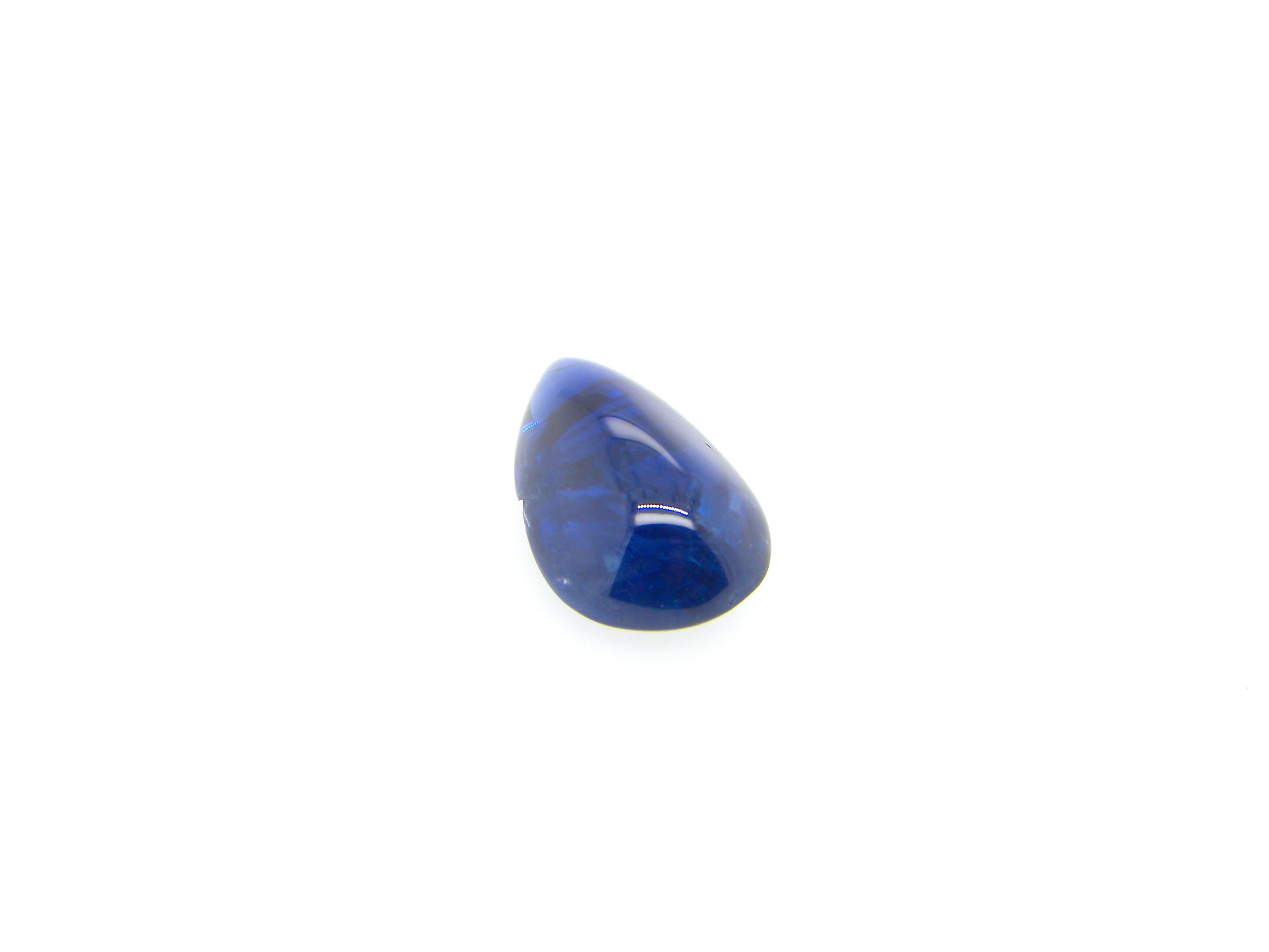 4.79 Carat Pear-Shaped Burma No Heat Royal Blue Sapphire Cabochon 3