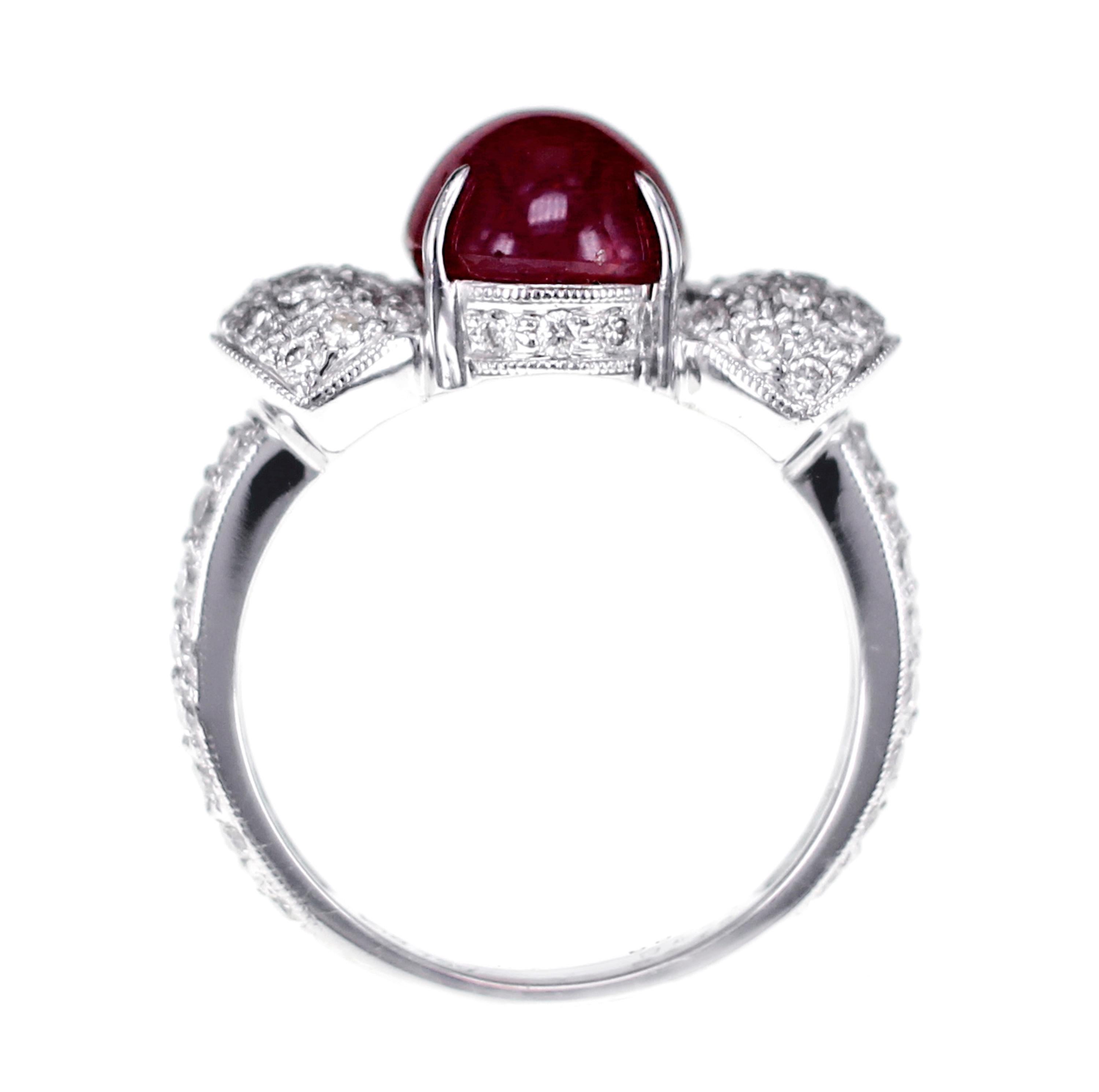 Anglo-Indian 4.79 Carat Ruby Solitare Ring For Sale