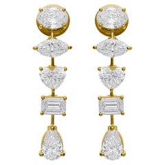 4,79 quilates SI Claridad HI Color Pendientes de diamantes multiforma Oro amarillo de 18 quilates