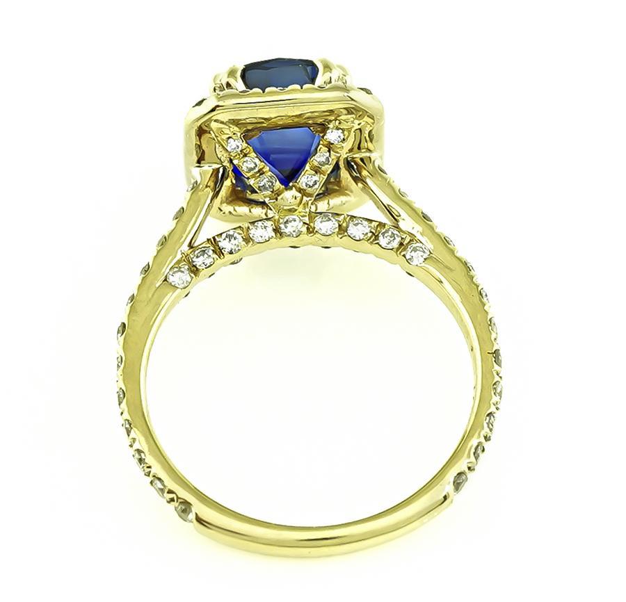 Anillo de compromiso Zafiro de Ceilán 4,79 ct Diamante 2,00 ct en Bueno estado para la venta en New York, NY