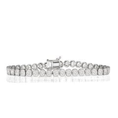 Pulsera de tenis con bisel de diamantes talla oval de 4,79 ct