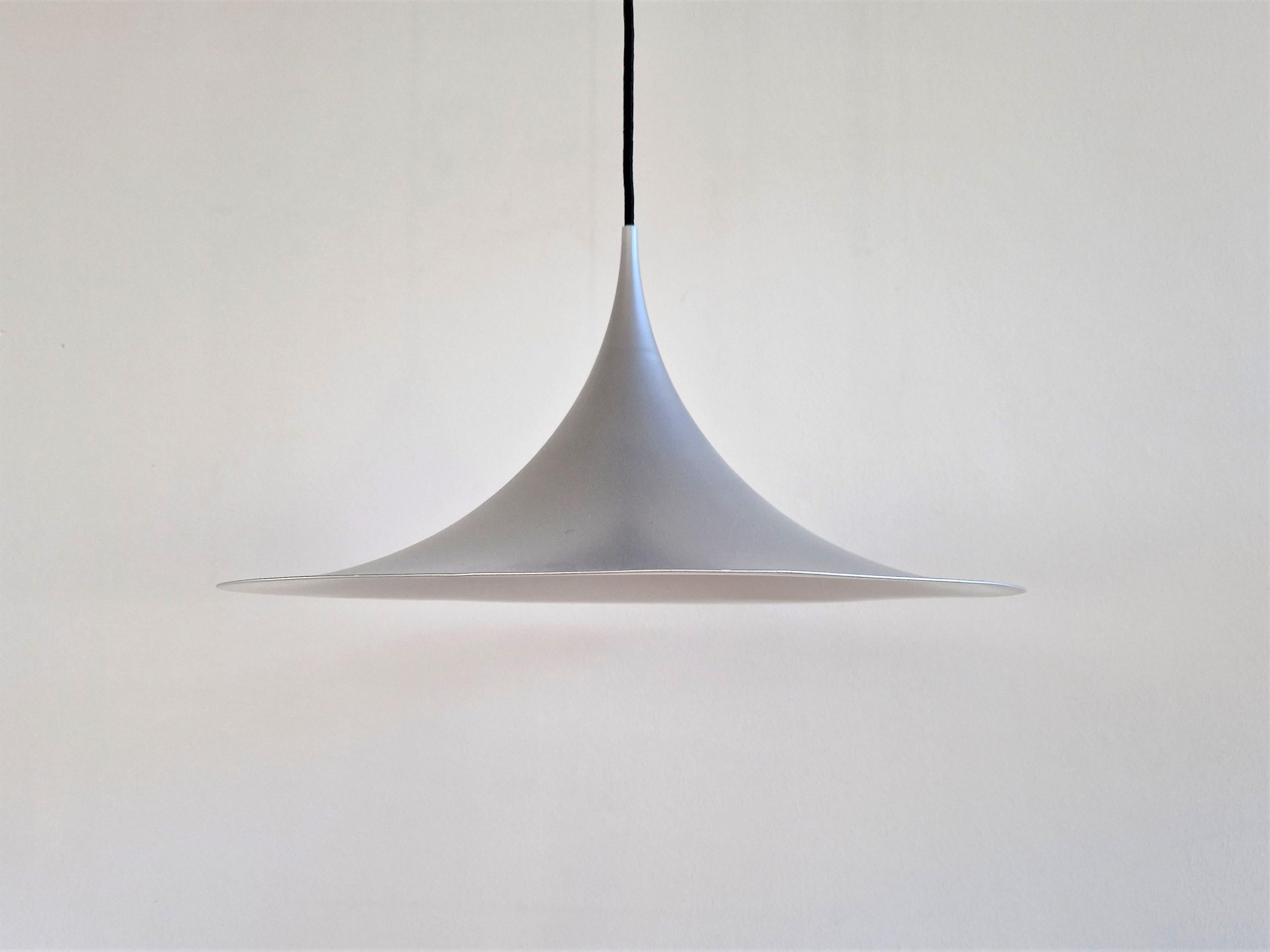 Mid-Century Modern Mat Silver Colored Semi Pendant Lamp by Bonderup & Torsten Thorup for F&M For Sale