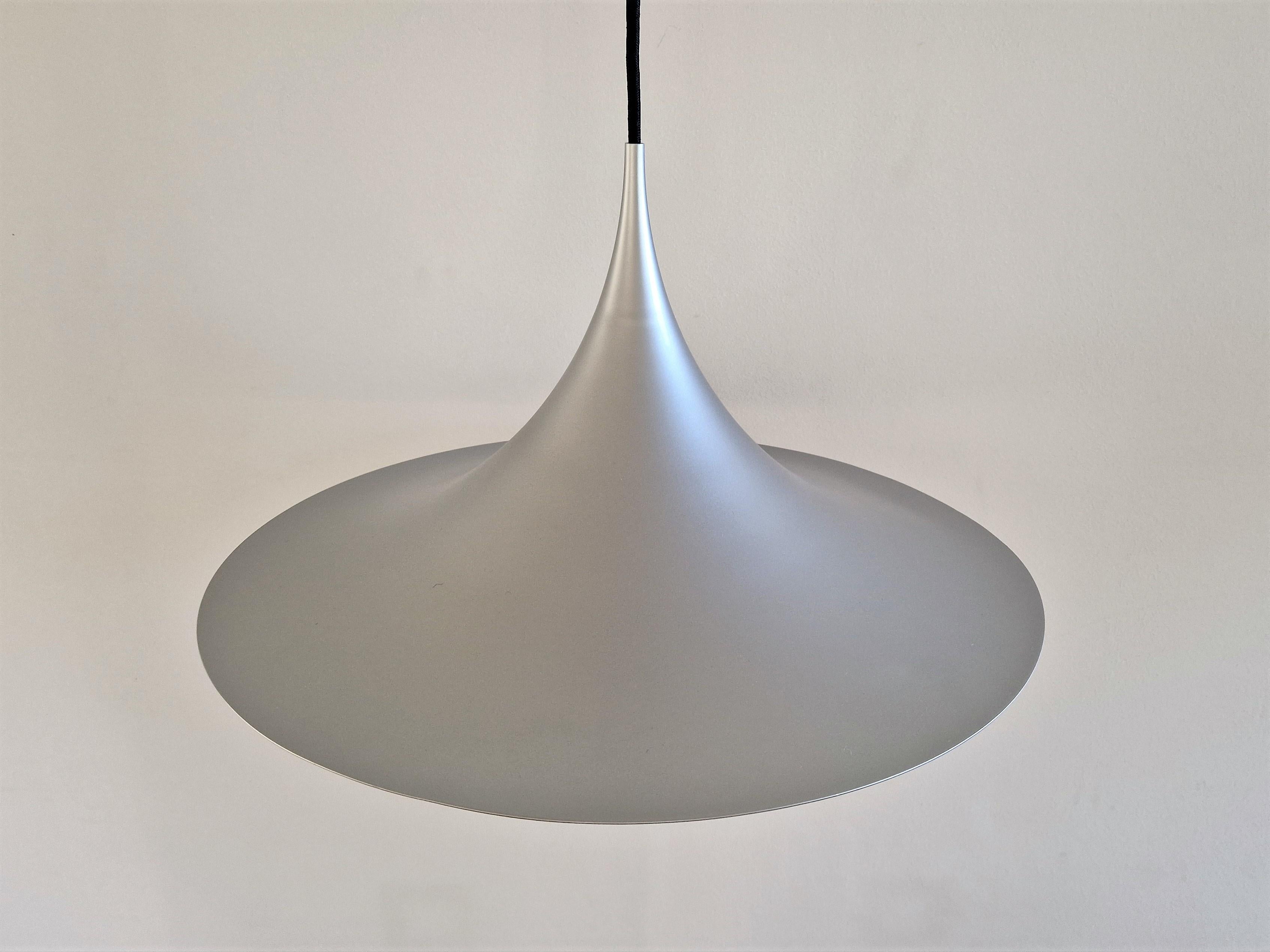Danish Mat Silver Colored Semi Pendant Lamp by Bonderup & Torsten Thorup for F&M For Sale