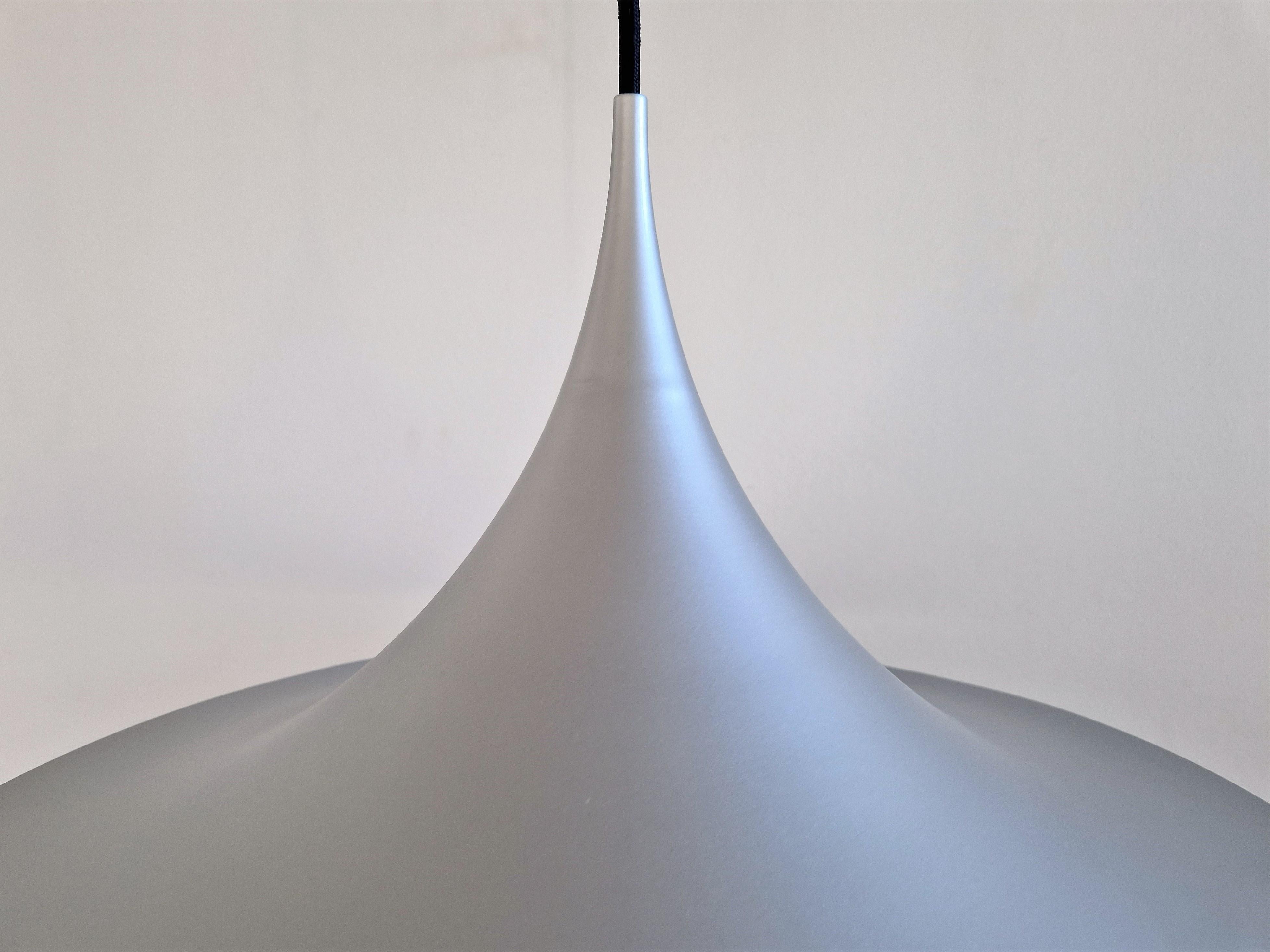 Lacquered Mat Silver Colored Semi Pendant Lamp by Bonderup & Torsten Thorup for F&M For Sale