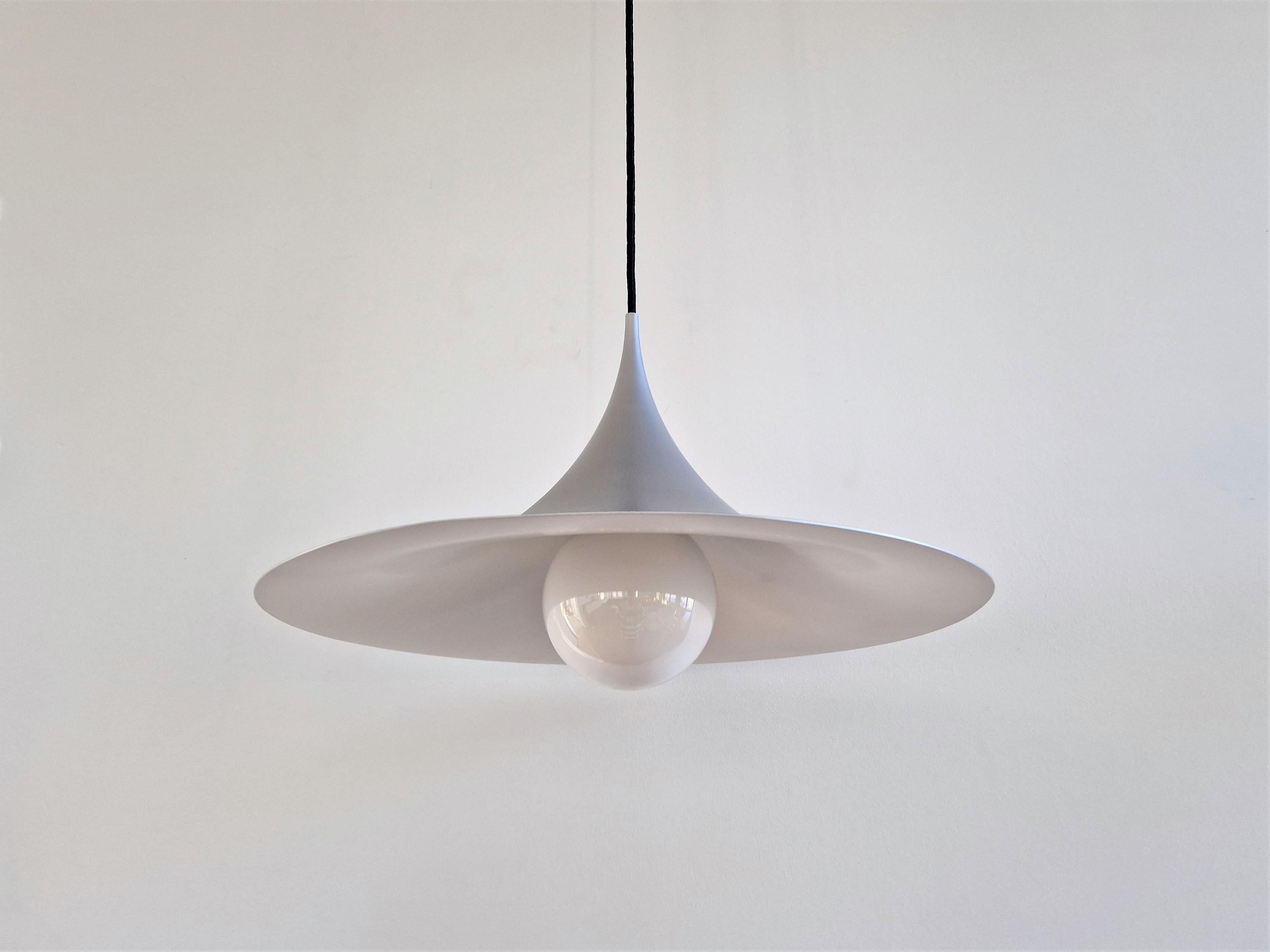 Mat Silver Colored Semi Pendant Lamp by Bonderup & Torsten Thorup for F&M In Good Condition For Sale In Steenwijk, NL