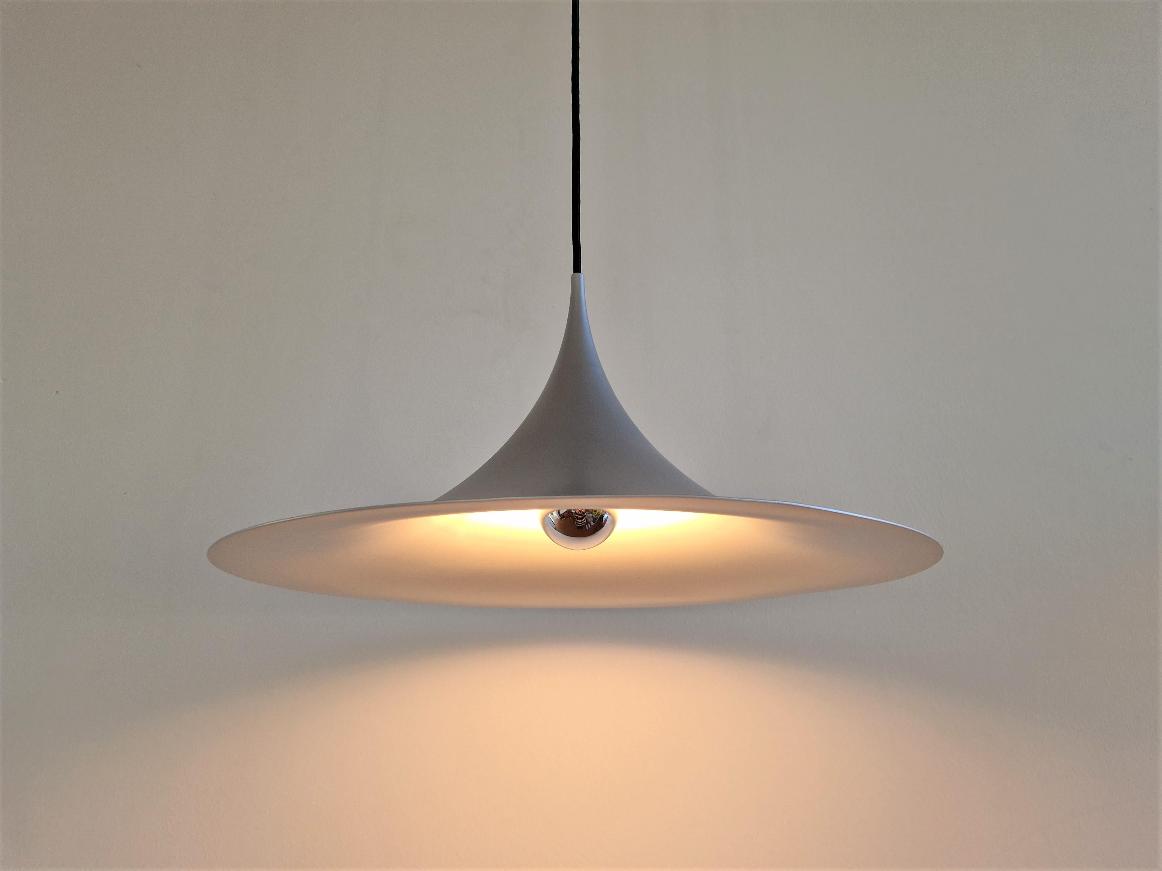 Metal Mat Silver Colored Semi Pendant Lamp by Bonderup & Torsten Thorup for F&M For Sale