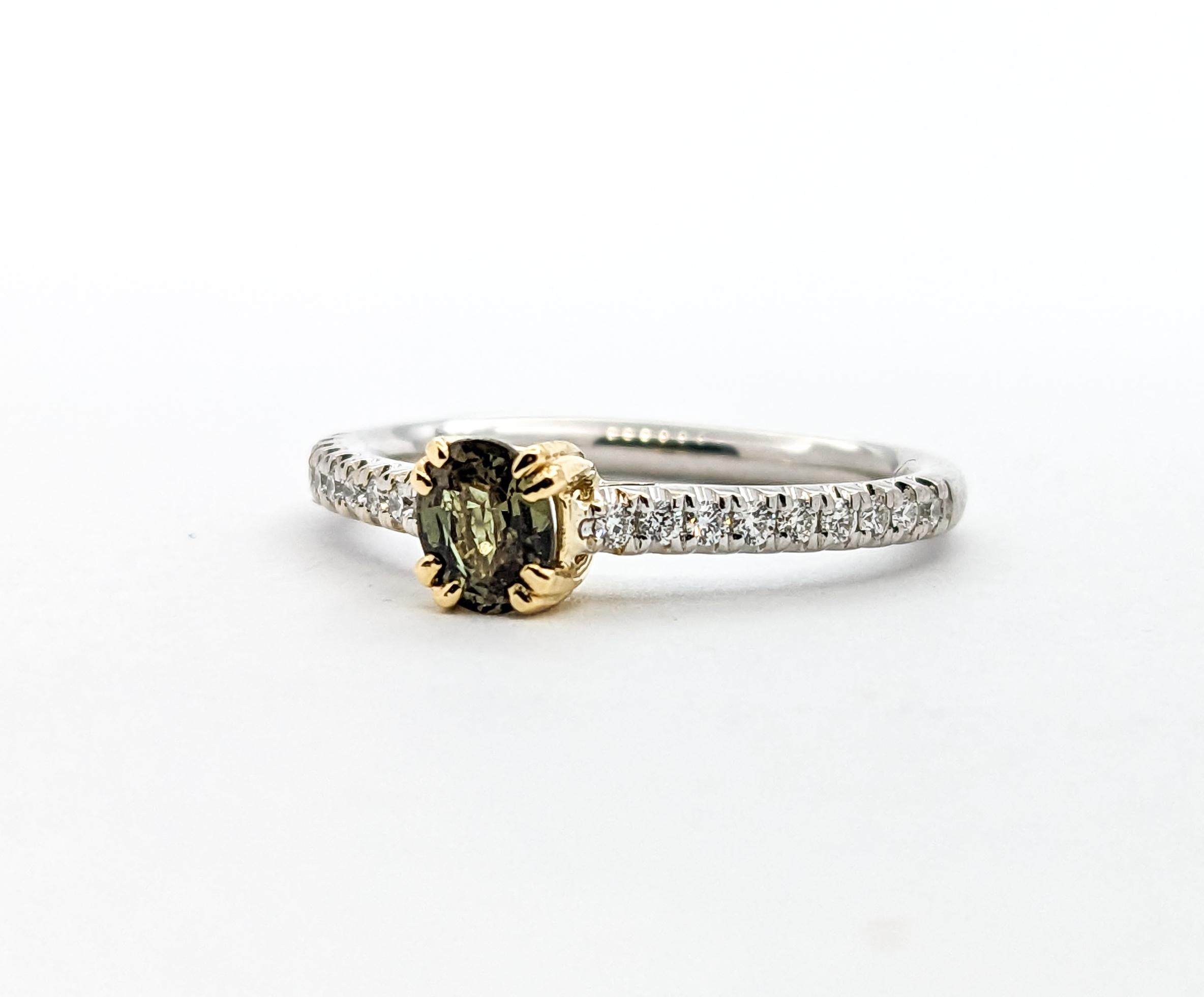 For Sale:  .47ct Natural Alexandrite & Diamond Ring In Yellow Gold 6