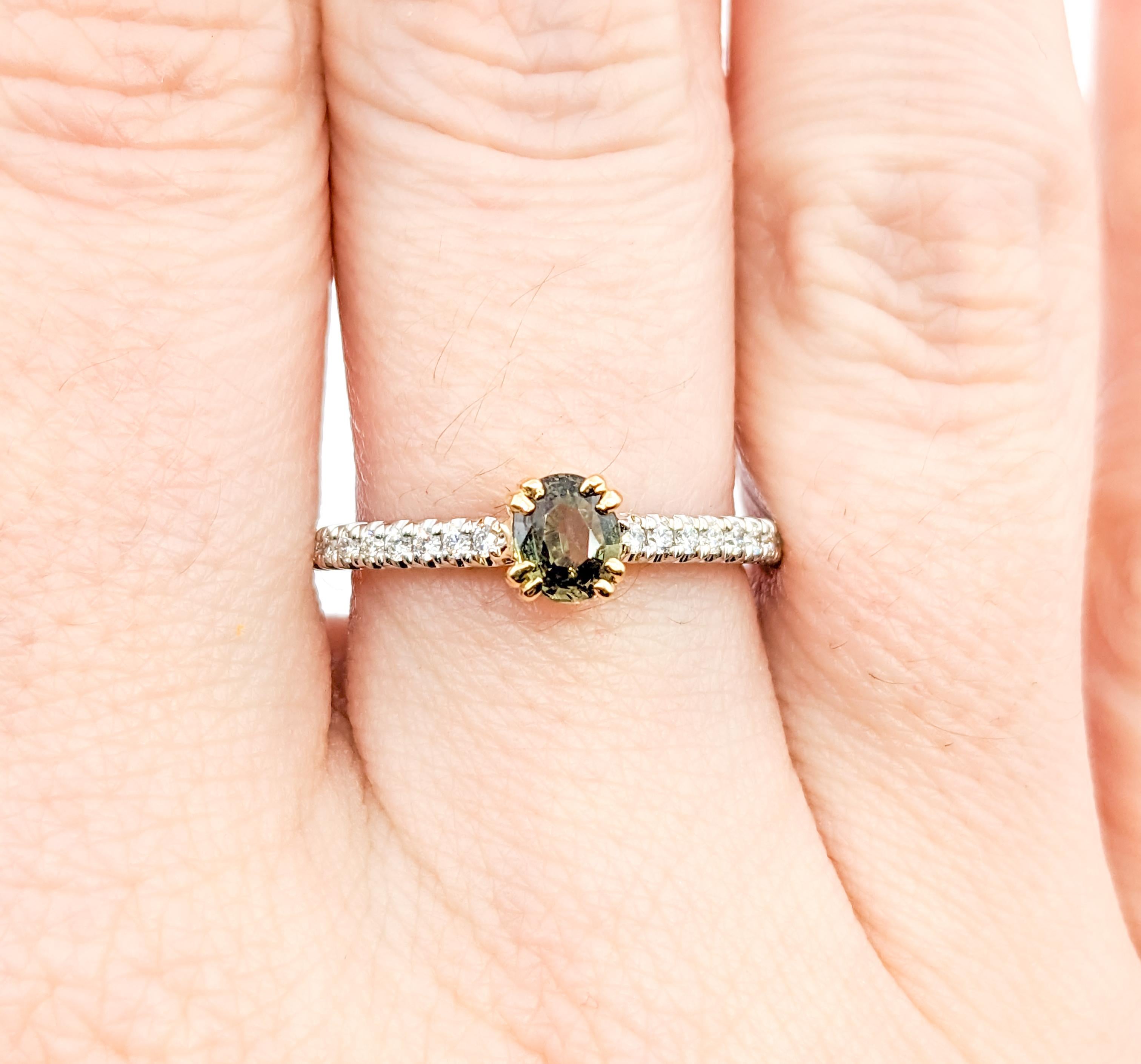 For Sale:  .47ct Natural Alexandrite & Diamond Ring In Yellow Gold 9
