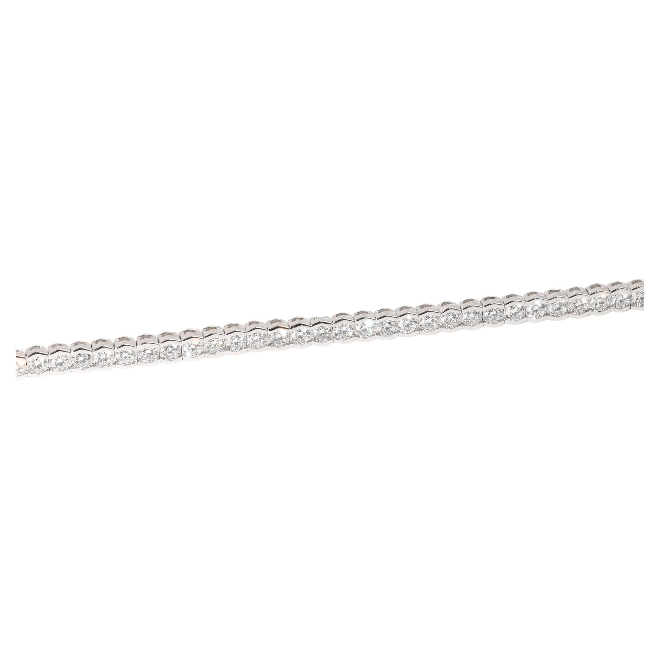 Bracciale Tennis con diamanti naturali a taglio rotondo da 4,7 carati in oro bianco 18 carati - E. F. A. in vendita