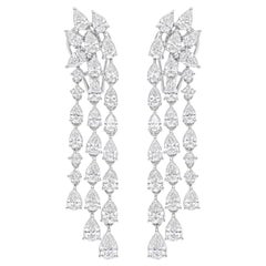 4.7Ct Pear Cut SI/H Diamond Chandelier Earrings 14k White Gold All Tariffs Paid