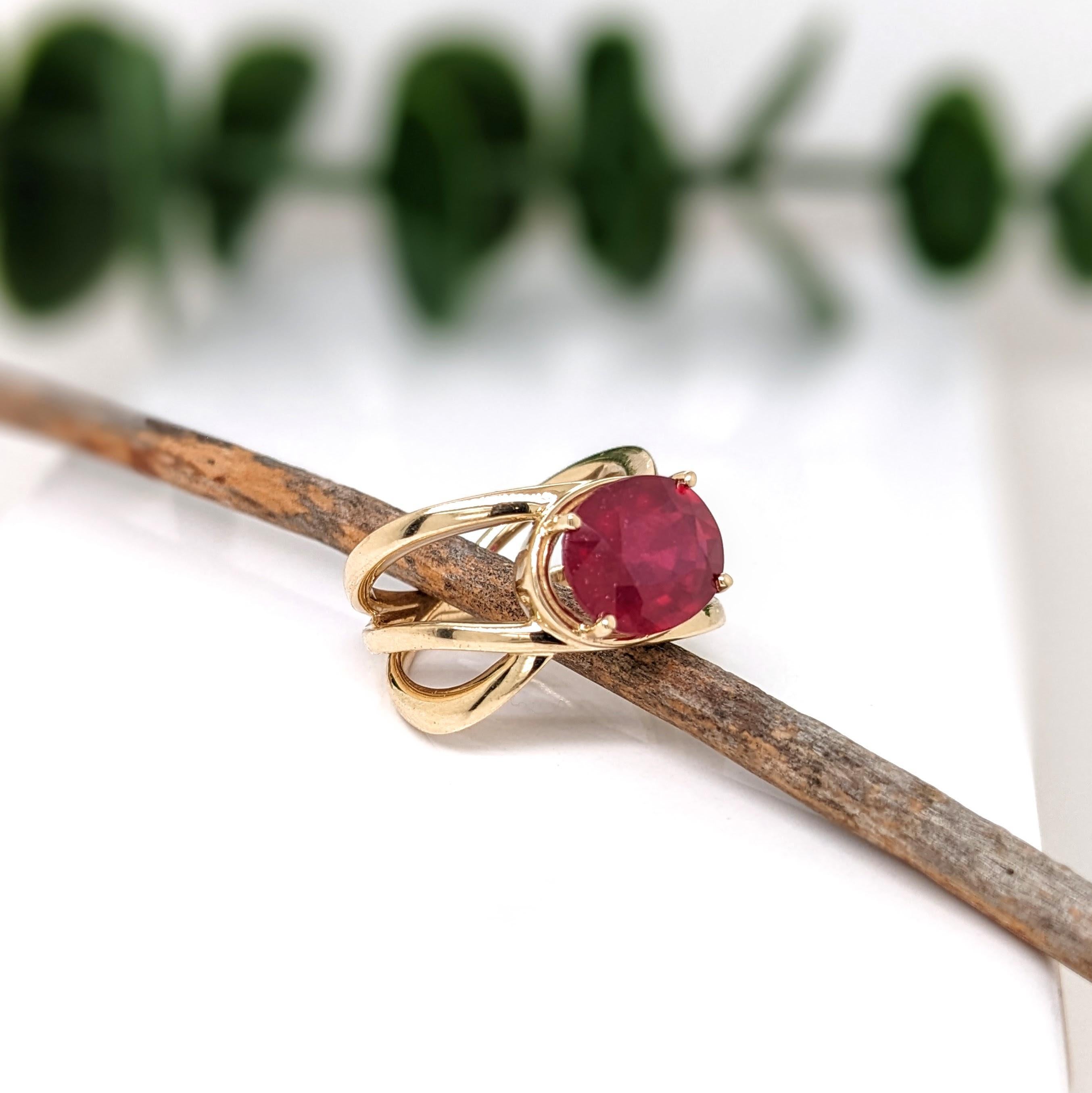 Bague solitaire en or jaune 14 carats avec rubis rouge de 4,7 carats  Bague ovale 11,5 x 8,2 mm 4