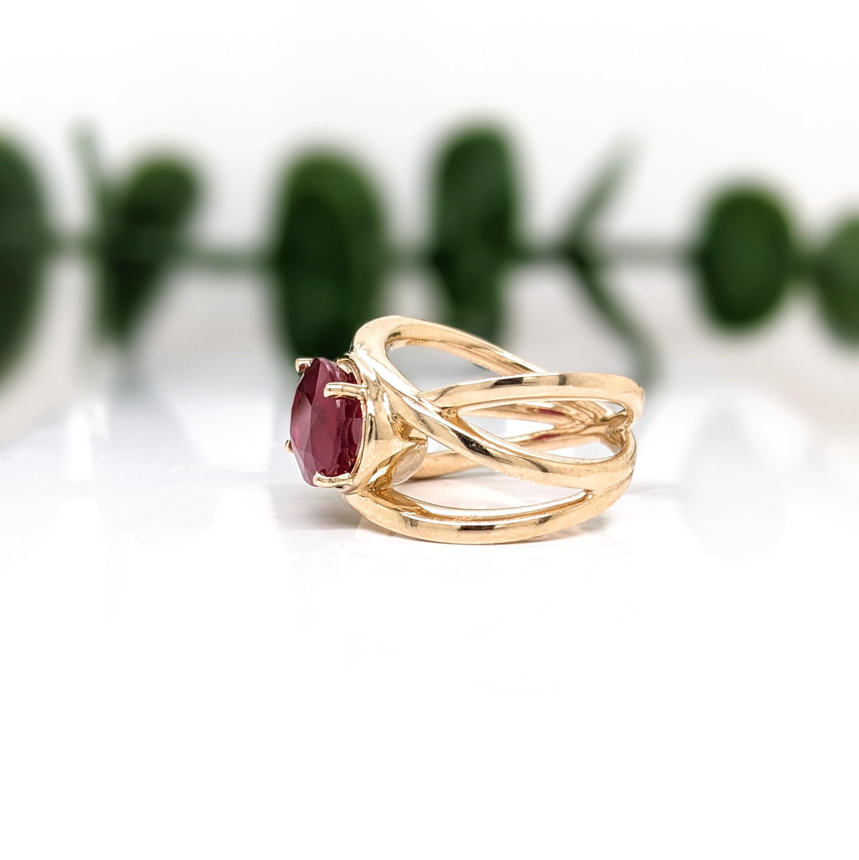 Taille ovale Bague solitaire en or jaune 14 carats avec rubis rouge de 4,7 carats  Bague ovale 11,5 x 8,2 mm