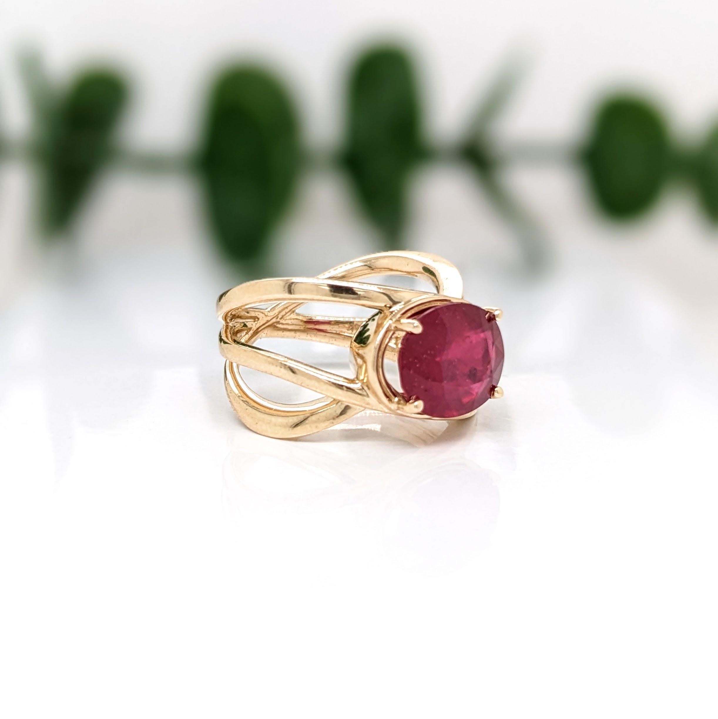  Bague solitaire en or jaune 14 carats avec rubis rouge de 4,7 carats  Bague ovale 11,5 x 8,2 mm Pour femmes 