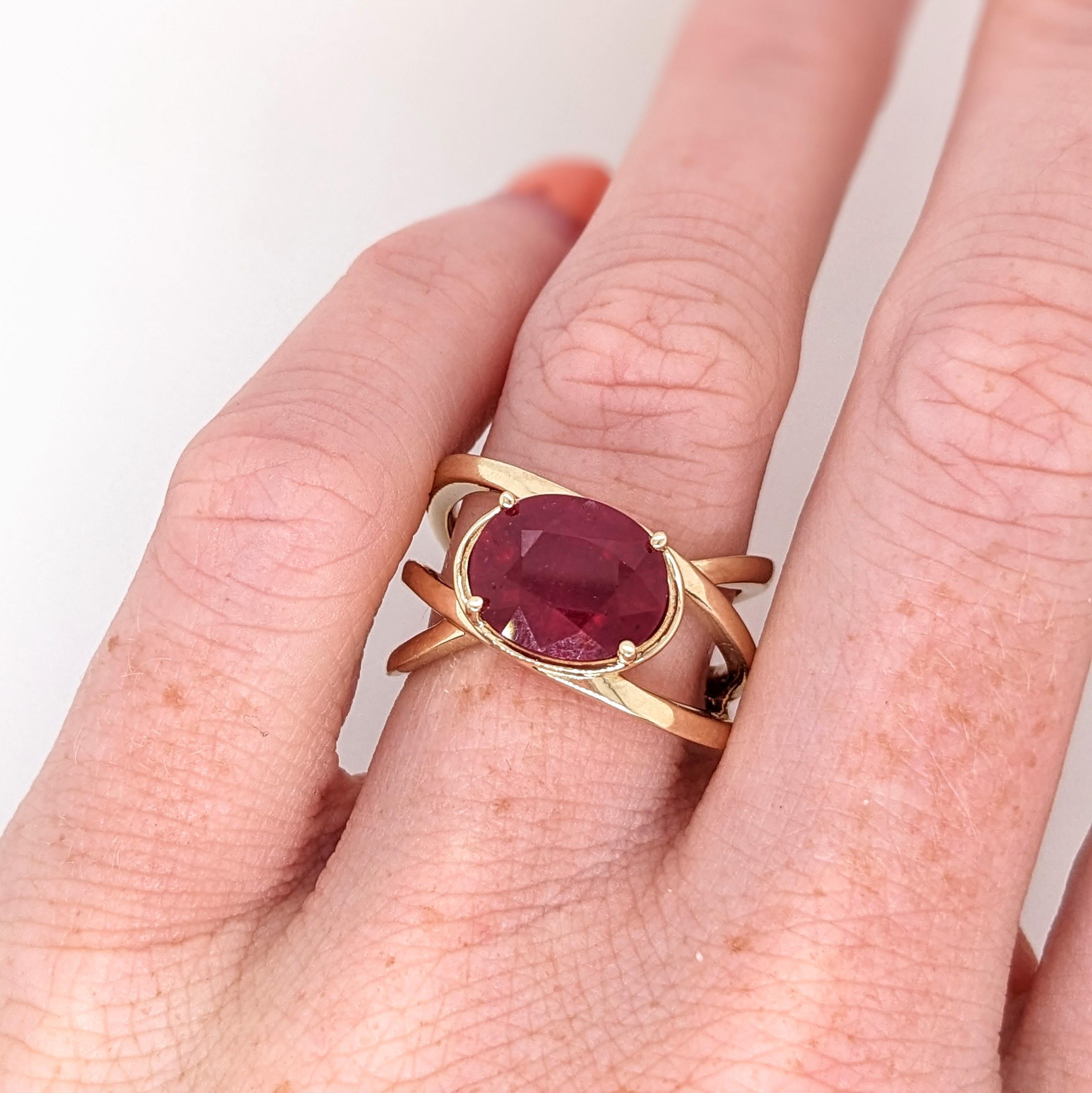 Bague solitaire en or jaune 14 carats avec rubis rouge de 4,7 carats  Bague ovale 11,5 x 8,2 mm 1