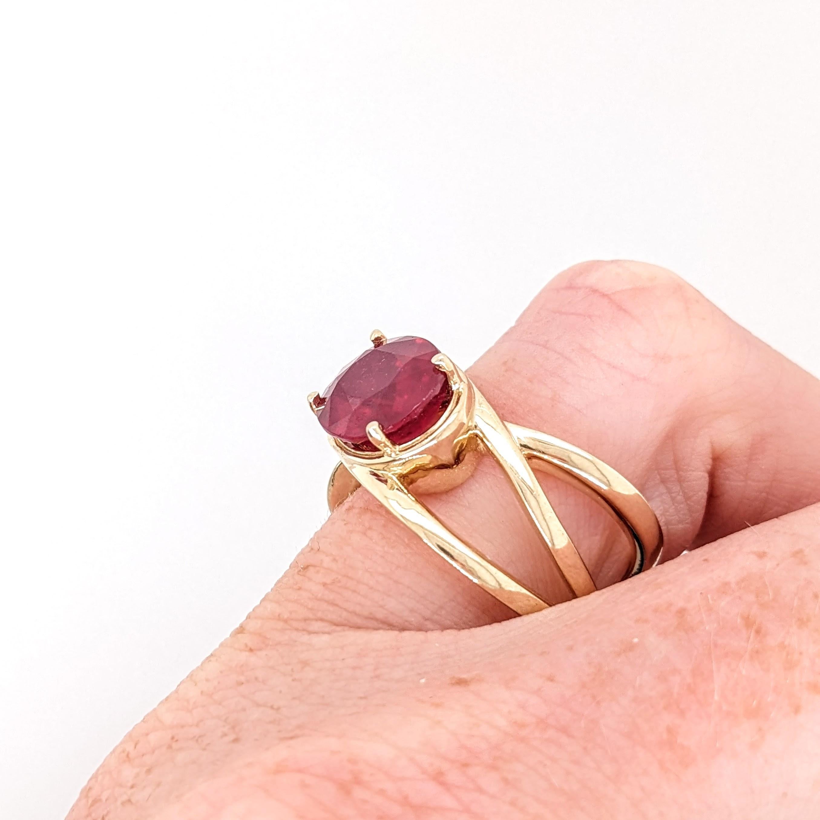 Bague solitaire en or jaune 14 carats avec rubis rouge de 4,7 carats  Bague ovale 11,5 x 8,2 mm 2