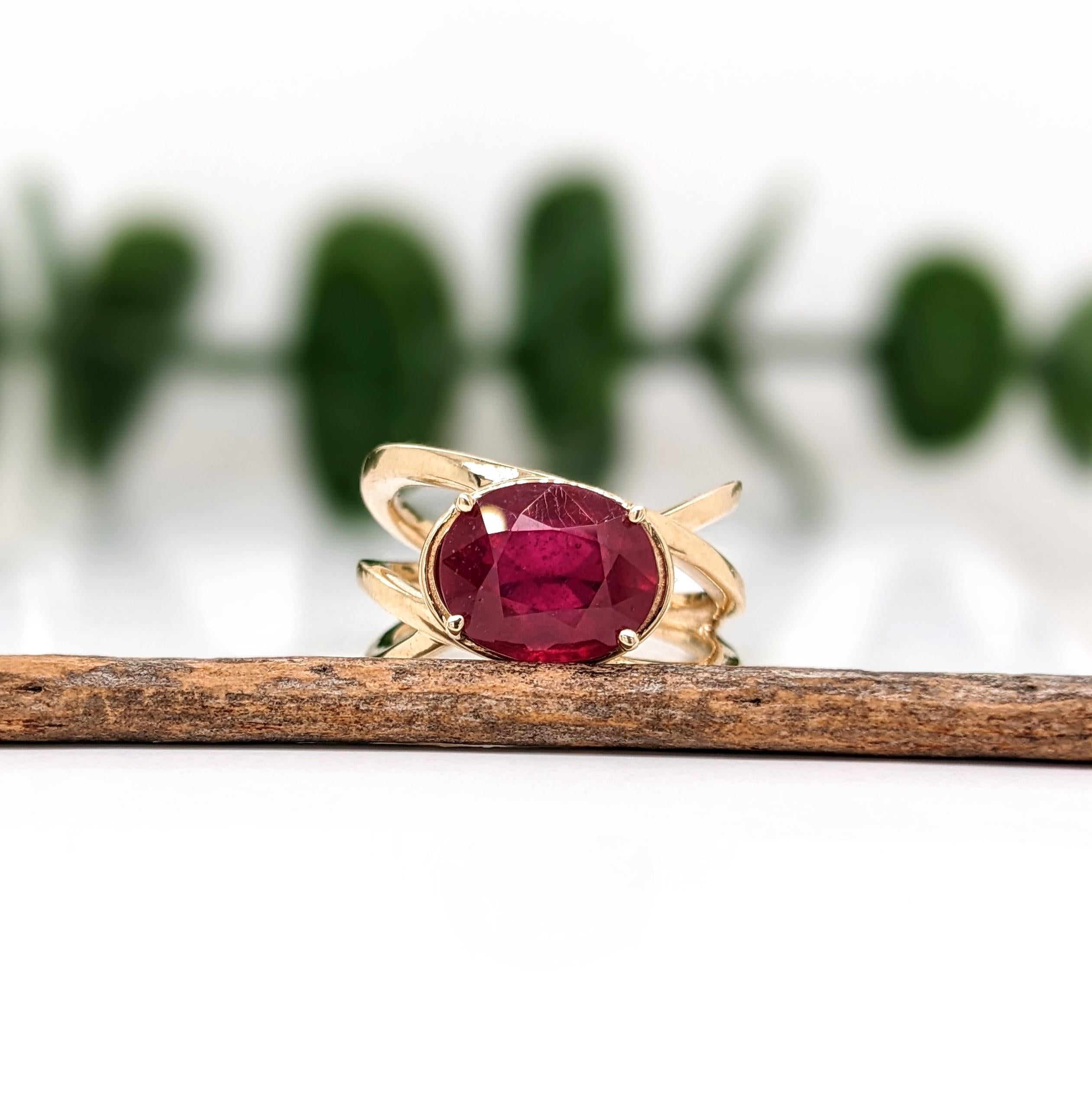 Bague solitaire en or jaune 14 carats avec rubis rouge de 4,7 carats  Bague ovale 11,5 x 8,2 mm 3