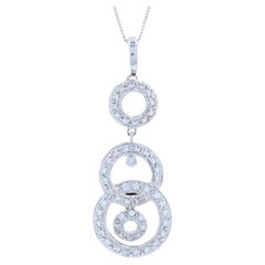 Vintage .47ctw Round Brilliant Diamond Pendant Necklace, 18k Gold Circle Drop