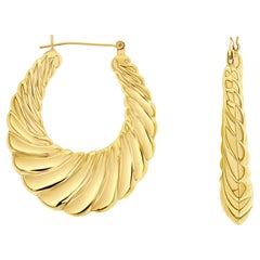 47MM Polished Shrimp Creole Earrings 14k Yellow Gold