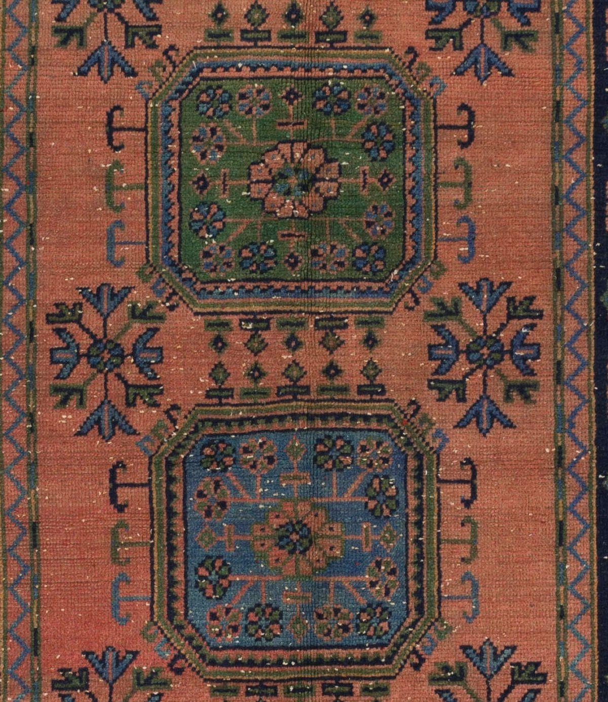Hand-Knotted 4.7x11 Ft Vintage Turkish Runner Rug, One of a kind Handmade Hallway Carpet For Sale