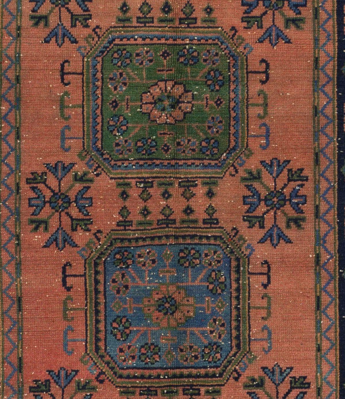 Türkischer Vintage-Läufer mit 4,7x11 Fuß, einzigartiger handgefertigter Flurteppich (Handgewebt) im Angebot