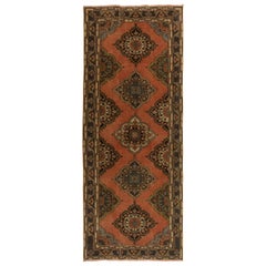 4.7x11.6 Ft Hand-Knotted Vintage Konya Sille Runner Rug, Wool Carpet for Hallway