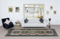 4.7x11.8 Ft Vintage Handmade Corridor Rug, Wide Hallway Runner, Stair Rug