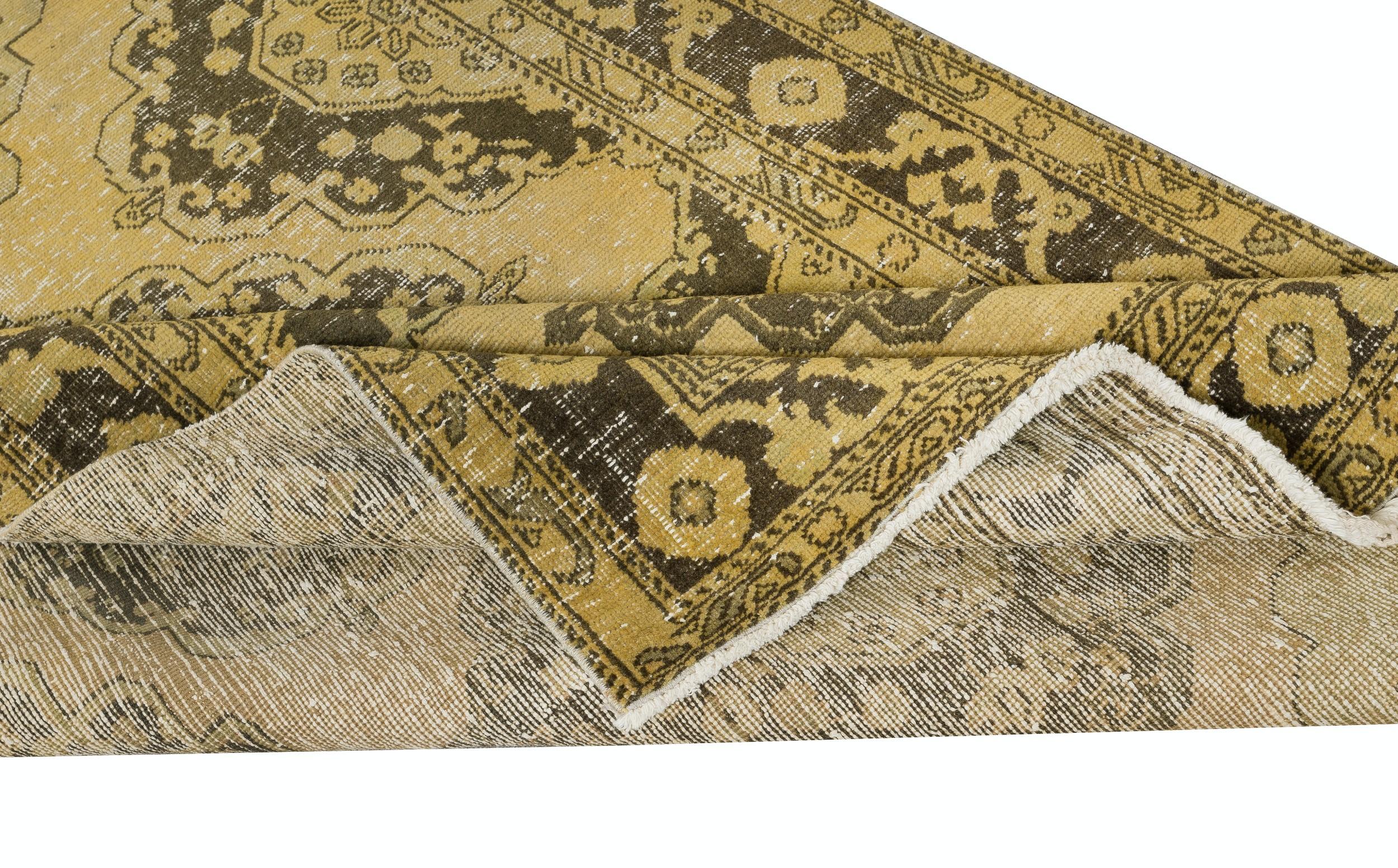 4.7x12 Ft Handgefertigter Flur-Läufer. Küchenteppich. Korridor-Teppich. Gelber Treppenteppich (Moderne) im Angebot