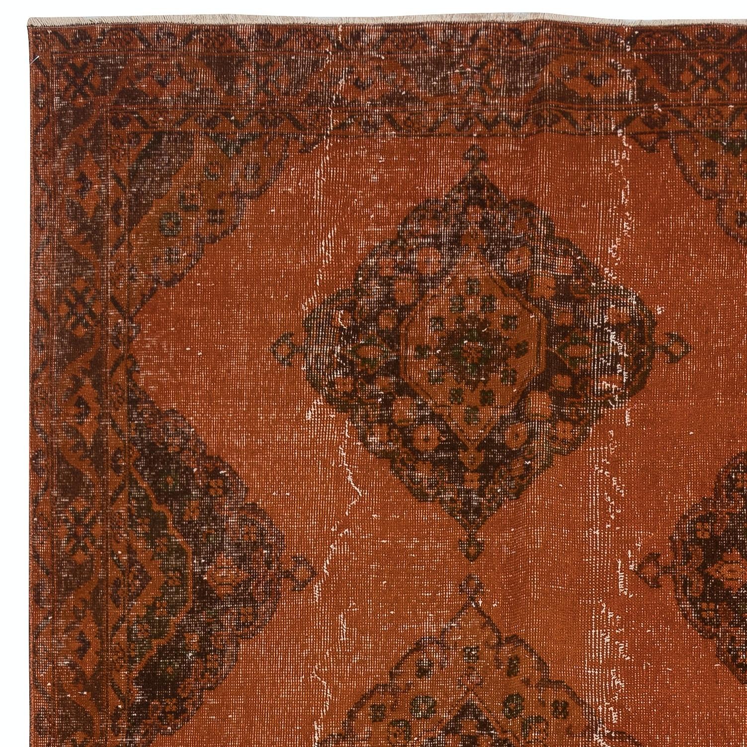 4,7x12.4 Ft Orange Hallway-Läufer. Küchenteppich. Handgefertigter Corridor-Teppich. Treppenteppich (Türkisch) im Angebot