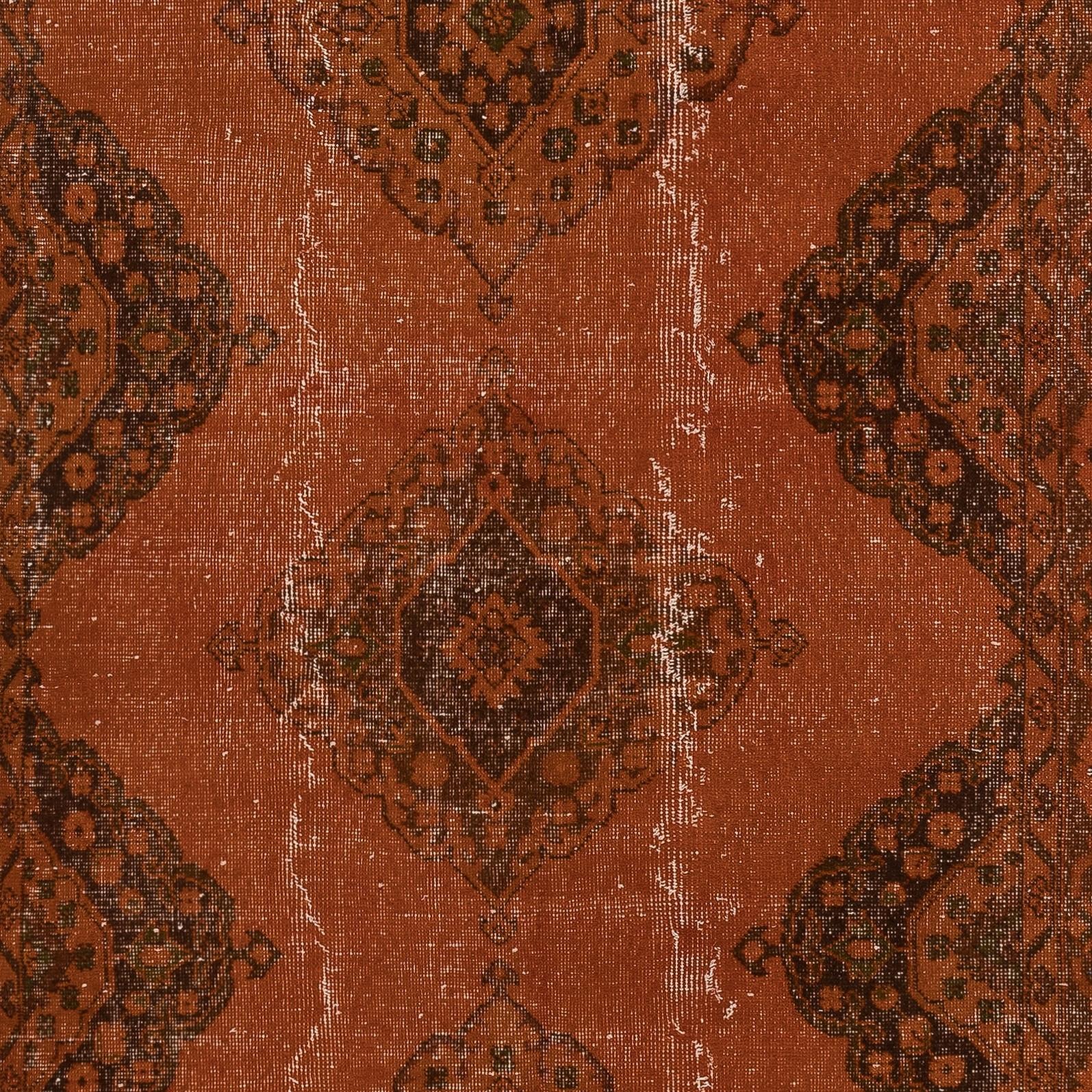 4,7x12.4 Ft Orange Hallway-Läufer. Küchenteppich. Handgefertigter Corridor-Teppich. Treppenteppich (Handgeknüpft) im Angebot