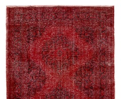 4.7x12.5 Ft Modern Handmade Vintage Turkish Runner Rug in Red for Hallway Decor