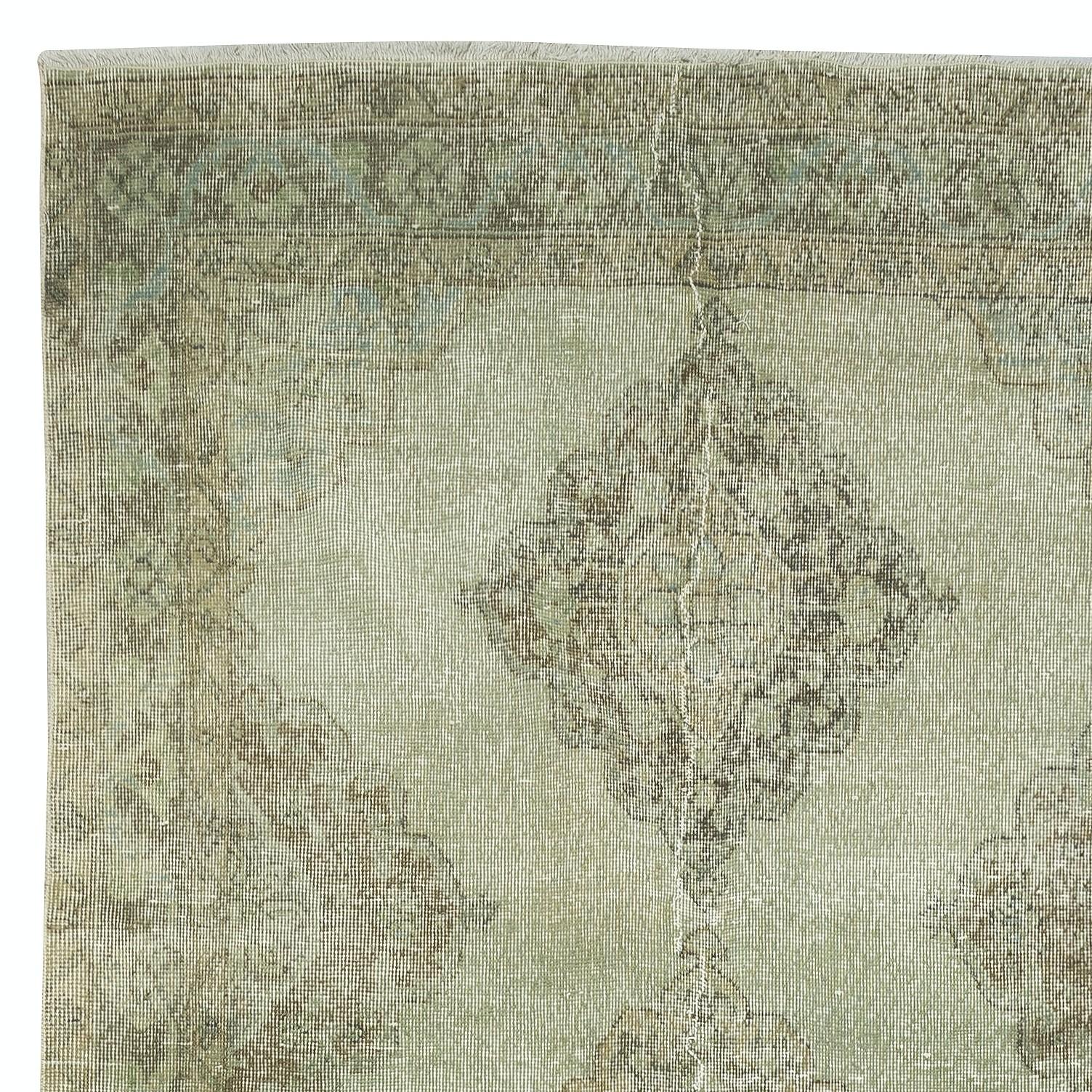 4.7x12.6 Ft Grüner Läufer für den Flur. Küchenteppich. Handgefertigter Corridor-Teppich. Treppenteppich (Türkisch) im Angebot