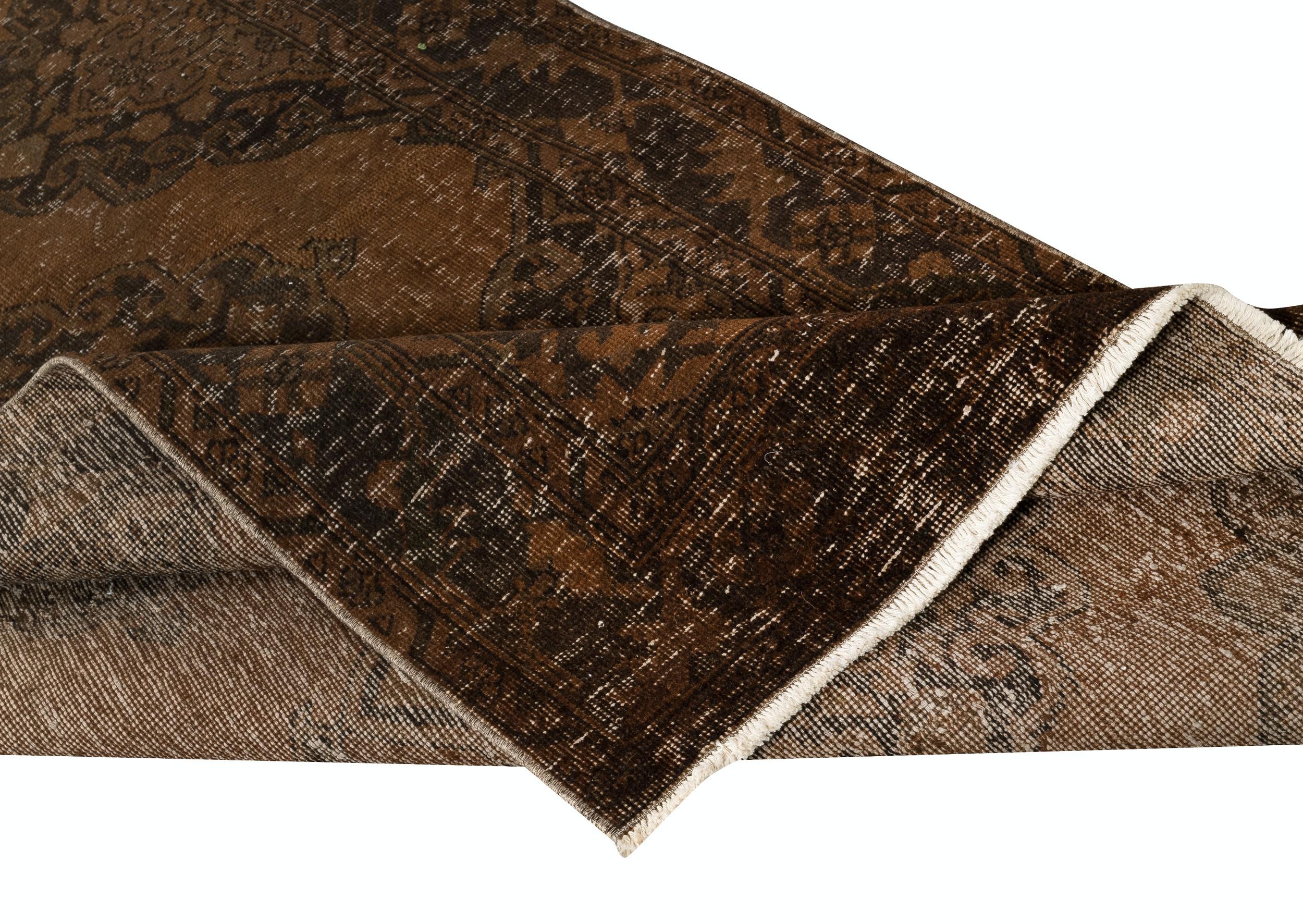 Moderno Runner per corridoio marrone 4,7x13 Ft. Tappeto da cucina. Tappeto Corridoio fatto a mano. Tappeto per scale in vendita