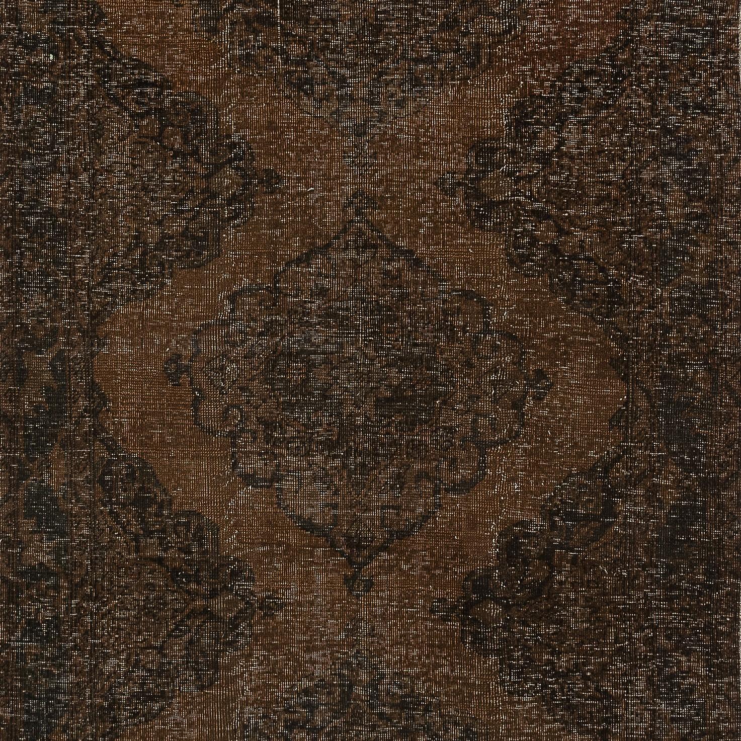 Annodato a mano Runner per corridoio marrone 4,7x13 Ft. Tappeto da cucina. Tappeto Corridoio fatto a mano. Tappeto per scale in vendita