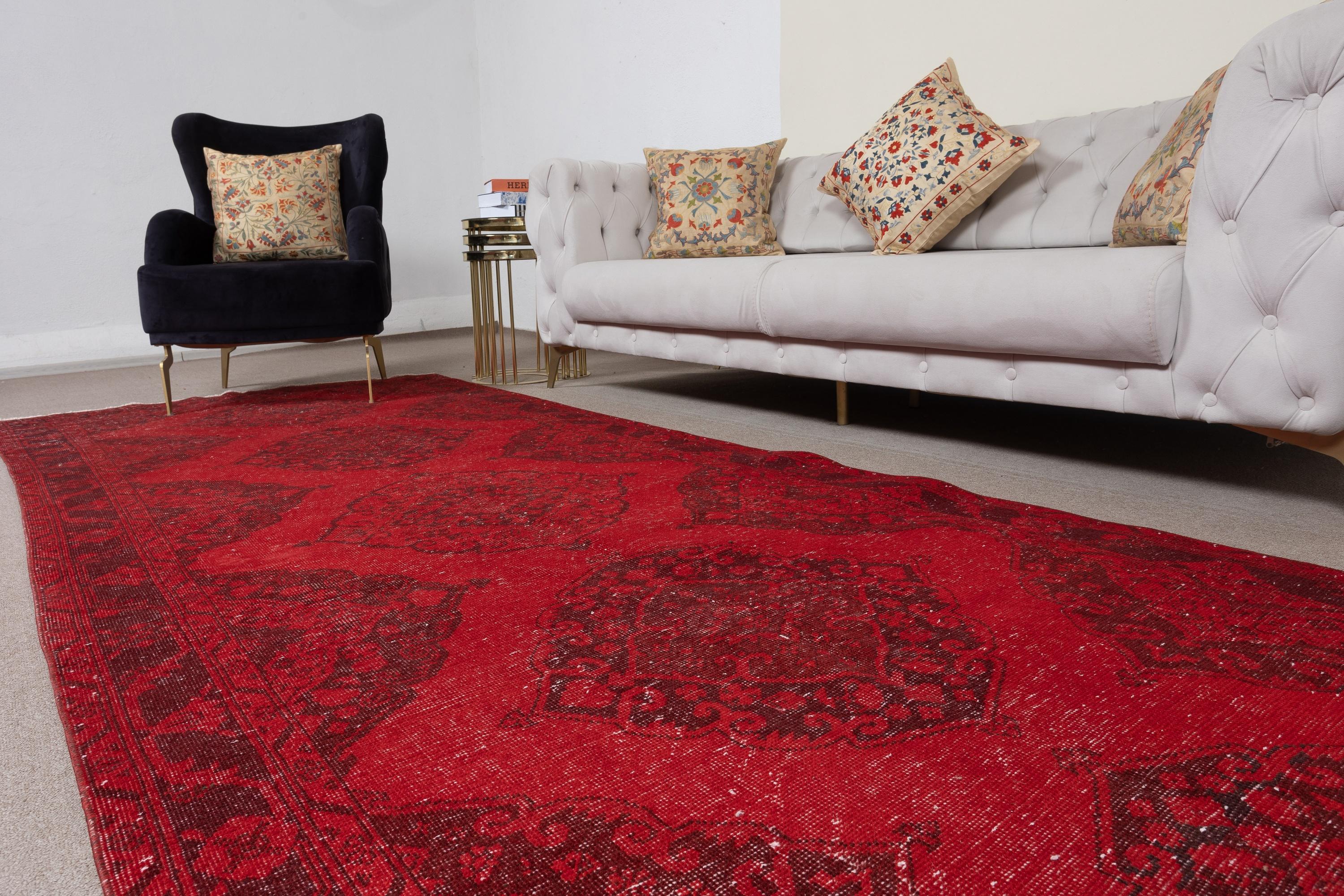 4.7x13 Ft Rot Läufer Teppich für Flur. Vintage Küche Läufer Teppich. Treppenteppich (Türkisch) im Angebot