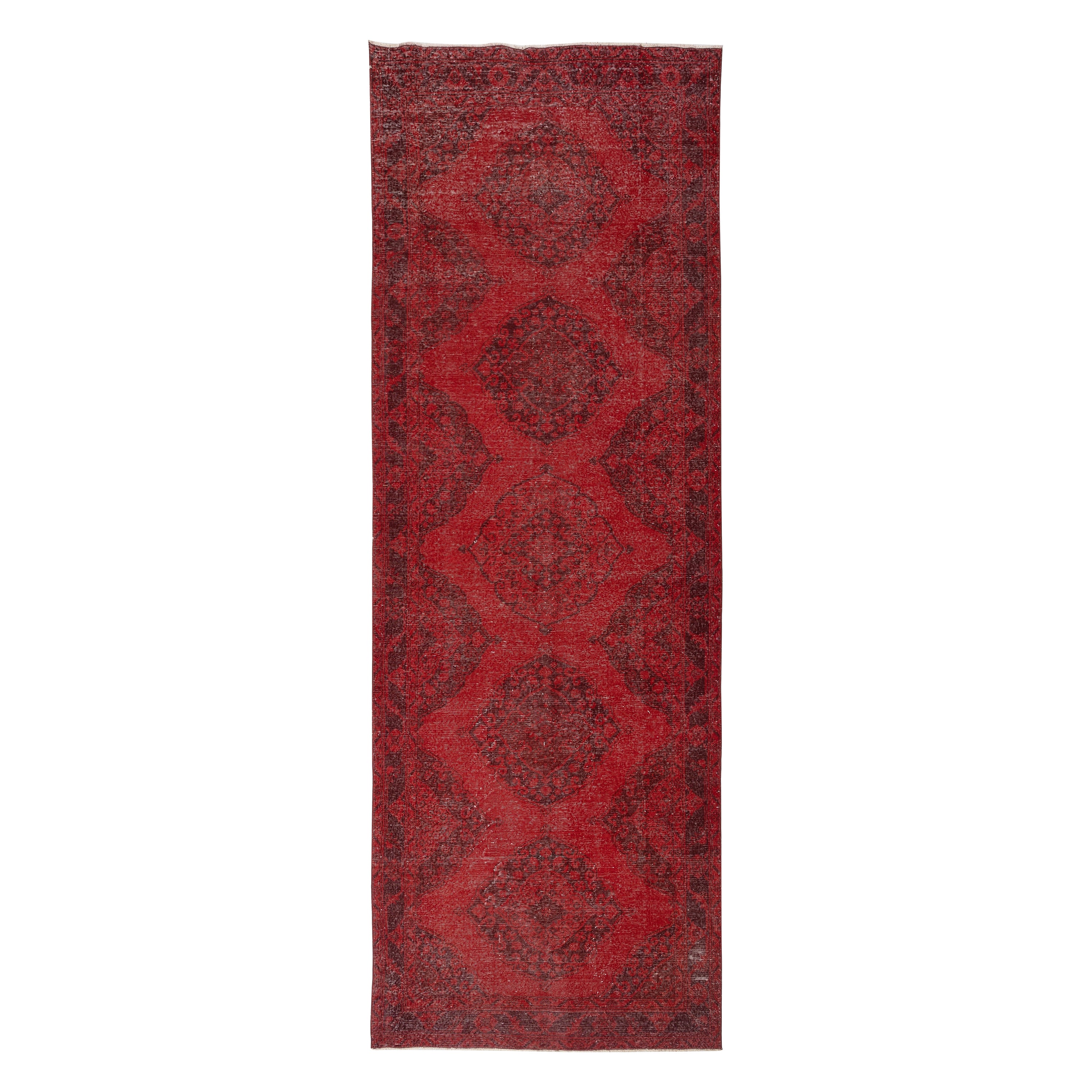 4.7x13 Ft Rot Läufer Teppich für Flur. Vintage Küche Läufer Teppich. Treppenteppich im Angebot