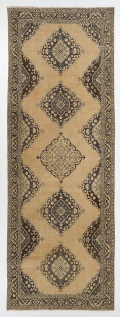 4.7x13 ft Vintage Runner Rug, Handmade Kitchen Rug, Corridor Carpet, Stair Rug