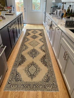 4.7x13 ft Vintage Runner Rug, Handmade Kitchen Rug, Corridor Carpet, Stair Rug
