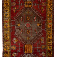 4.7x14.4 Ft Unique Vintage Handmade Turkish Runner Rug for Hallway, 100% Wool