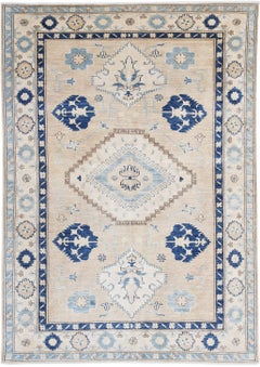 4.7x6.6 ft 100% Natural Wool Hand Knotted Turkish Area Rug for Living Room