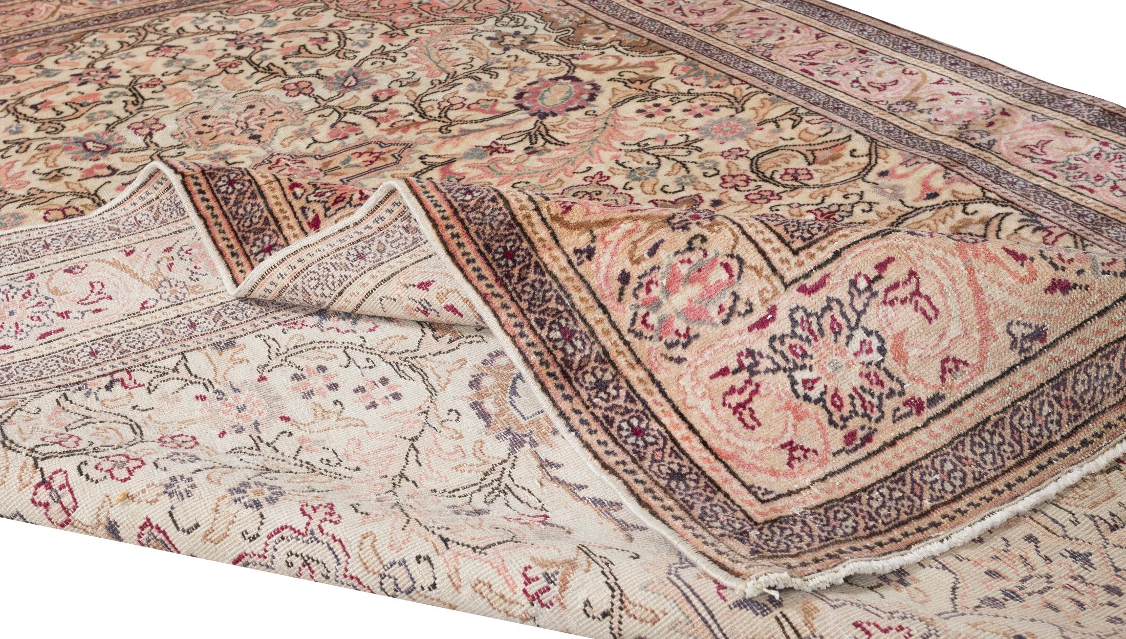 4,7x7 Ft Moderner handgefertigter türkischer Teppich mit Medaillon-Design, 100% Wolle im Zustand „Hervorragend“ im Angebot in Spring Valley, NY