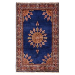4'7"x7'2" Blue Antique Persian Tabriz Hanging Lamp Design Hand Knotted Wool Rug