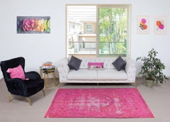 4.7x7.7 Ft Distressed Pink Vintage Rug for Modern Interiors. Handmade in Turkey