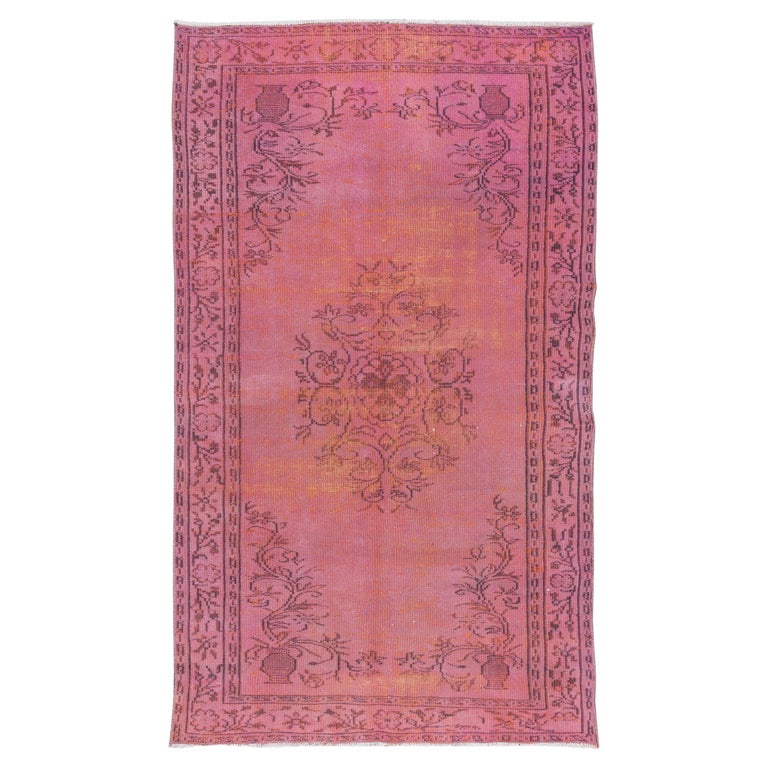 Pink Classical Rug Mid-20th Century Handmade Pink Overdyed Rug from Central Anatolia For ...