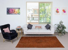 4.7x8 Ft Modern Area Rug in Orange, Handwoven and Handknotted in Turkey